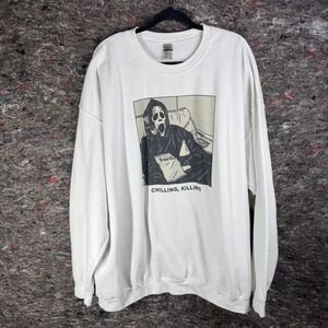 Gildan Sweatshirt Mens 4XL White Scream Chilling Killing Ghostface Graphic